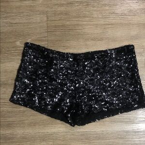 New Lioness Midnight Black Sequin Shorts XL
